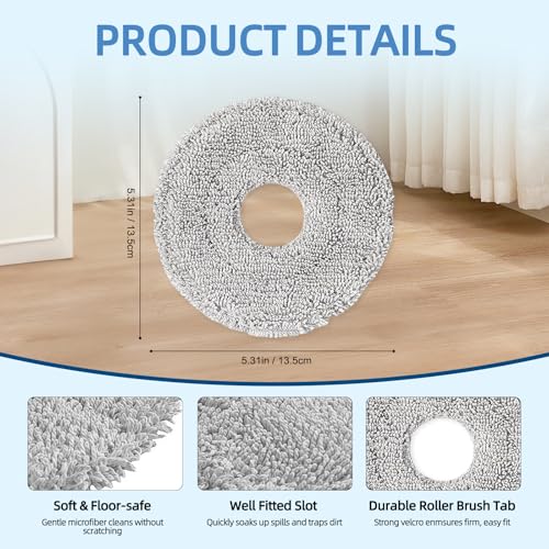 4pcs L40 Ultra Mop Pads Replacement for Dreame L10S Ultra Gen 2/X40 Ultra L30 Ultra L20 Ultra L10s Ultra L10s Pro Ultra X40 Master Robot Vacuum, MOVA S10 Plus P50 Pro P10 Pro Ultra, Washable Pad