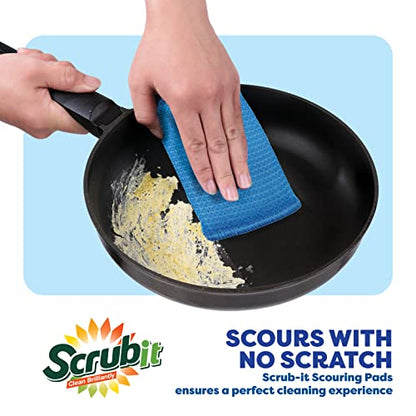 SCRUBIT Multi-Purpose Scouring Pad - Non-Scratch Cleaning Sponges for Pots, Pans, Dishes, Utensils & Non-Stick Cookware - Scrubbing Pads Use for Kitchen, Bathroom - 6 Pack Dish Sponge - (Blue) - color: Blue