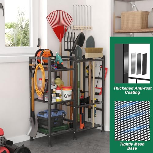 keomaisyto Garden Tool Organizer with Large Hooks, Garage Storage Rack - size: Extra Large-no Wheels