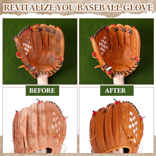 Mimorou 3 Pcs Baseball Glove Cleaning Kit Glove Conditioner 3.5 oz Brush and Microfiber Towel Leather Conditioner for Baseball Glove Moisturizing Softball Glove Maintenance