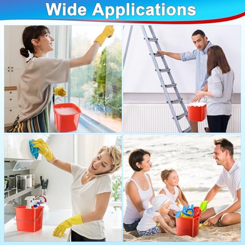 Zhehao 6 Pcs 3 Quart Small Sanitizer Cleaning Bucket, Red - color: Red