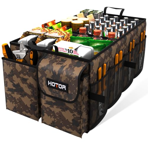 HOTOR Trunk Organizer - Foldable Car Organizer for SUVs & Sedans Storage - color: Brown Camouflage, size: Medium (2 Compartments)