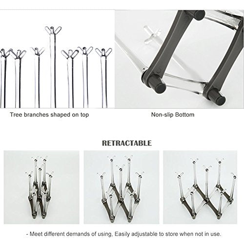 Marbrasse Retractable Cup Drying Rack, Drinking Glass and Sports Bottle Drainer Stand, Plastic Bag Dryer with Non-Slip Bottom for Kitchen Countertop, 2p - color: 2p