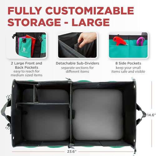 Teal Car Trunk Organizer for SUV & Auto Cargo Storage, Large - color: Cyan Green, size: Large