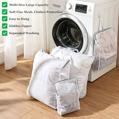 8 Pcs Mesh Laundry Bags for Delicates, Large Laundry Bag with Handles