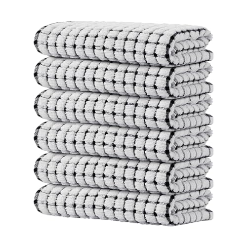 Kitinjoy Cotton 6 Pack Terry Kitchen Towels, Black - color: Black, size: 16 X 25 - 6 Pack