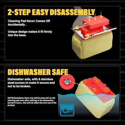 BBQ Grill Brush for Outdoor, Replacement Cleaning Head, Safe Steam Grill Cleaning Brush with Scraper, Non Metal Bristles for Cast Iron, Stainless-Steel Grates(RED) - color: Red