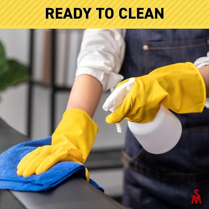 SteadMax 6 Pairs Cleaning Gloves, Reusable Natural Rubber Dish Gloves, Non-Slip Gloves for Kitchen and Household - size: Medium [Pack of 6]