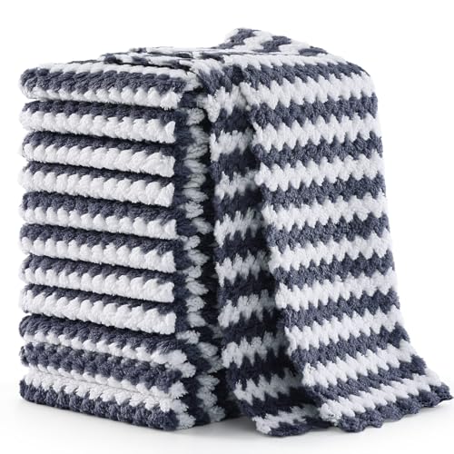 Homaxy 12 Pack Coral Velvet Dish Cloths, 7 x 9 inches, Dark Grey - color: Dark Grey, size: 7 x 9 - 12 Pack