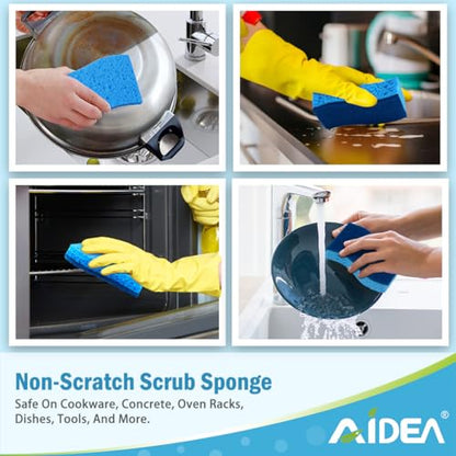 AIDEA Non Scratch Scrub Sponge-24Count, Sponges Kitchen, Sponges for Dishes - color: Blue