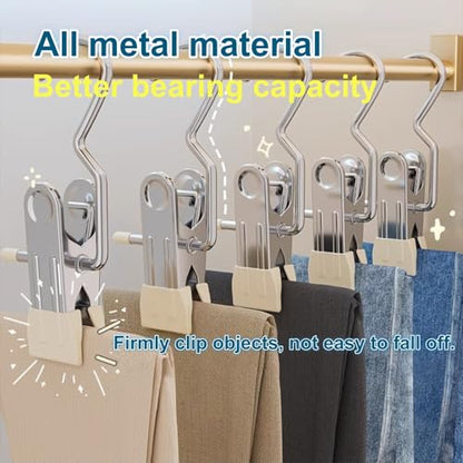 20 Pcs Stainless Steel Multi-Function Hanger Clips – Portable Hooks for Laundry Hanging & Closet Storage, Compatible with Boots, Socks, Pants, Hats, Handbags, Towels, Bras