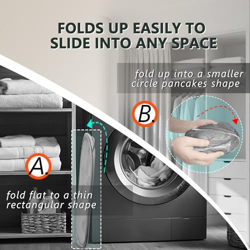 Collapsible Laundry Hamper Basket,Pop Up Mesh Foldable Bag for Laundry Room - color: Black