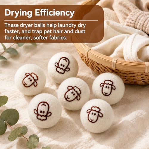 Wool Dryer Balls, New Zealand Dryer Balls Drying Balls Fabric Softener Ball for Laundry（Pack of 6) (Sheep) - color: Sheep