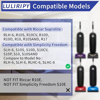 Replacement HEPA RLH-6 Vacuum Bags Compatible with Riccar Supralite
