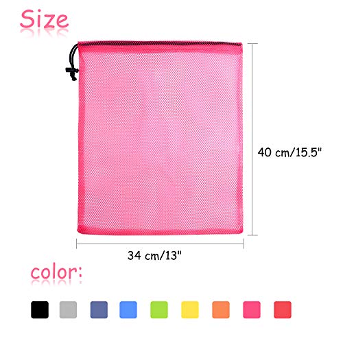 KUUQA 15 Pcs Mesh Drawstring Bag, 9 Colors - color: Colorful, size: 13"x15"