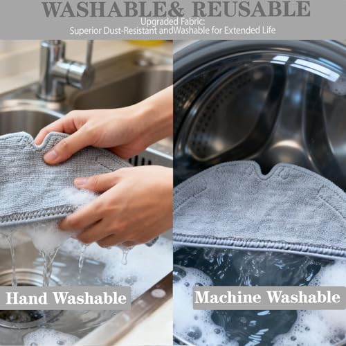 Washable Microfiber Mop Pads Replacement for Dreame D20 / D20 Pro Plus Robot Vacuum Cleaner (12 Pack)