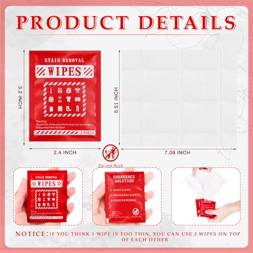 Timgle 200 Pcs Instant Stain Remover Wipes, Individually Wrapped,Red - color: Red