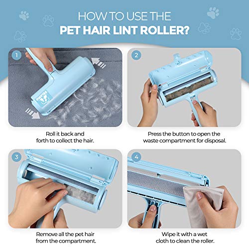 DELOMO Pet Hair Remover Roller, Reusable Lint Roller for Dog and Cat Hair - color: B: Blue（exclusive Color）