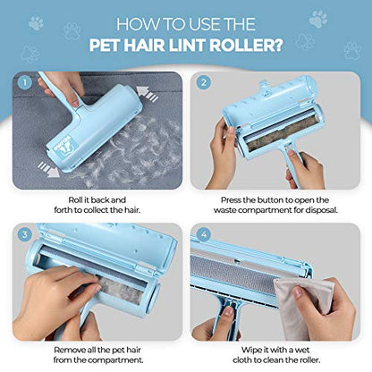 DELOMO Pet Hair Remover Roller, Reusable Lint Roller for Dog and Cat Hair - color: B: Blue（exclusive Color）