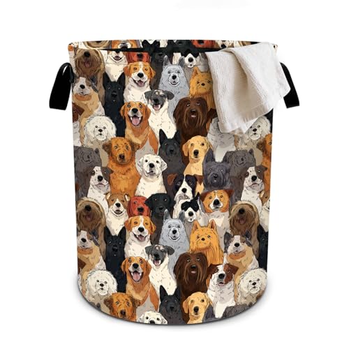 Dog Laundry Basket Collapsible Oxford Cloth Fabric Hamper,Tote Bag Portable Storage Bin for Bedroom Bathroom Laundry Room 19.6x15.7 Inch - color: Dog