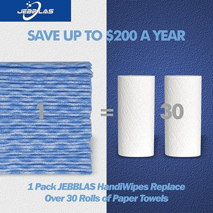 JEBBLAS Handi Wipes Reusable Cloths Dry Cleaning Cloths Dish Towel Kitchen Towel Handy Cleaning Wipes,Pack of 50, Blue - color: Blue
