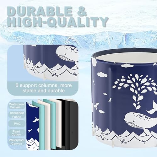 Portable Foldable Bathtub, Collapsible Adult Bath Tub for Hot SPA and Ice Bath, Space-Saving Storage, Durable PVC Material (Whale, 27inch) - color: Whale