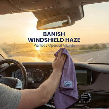 Pure Sky Window & Glass Cleaning Cloth Patented DUO-FECT Technology Streak-Free, No Chemicals, Removes Up to 99% of Bacteria with Water Only Reusable Microfiber Cleaner for Windows, Mirrors, Cars - style: Window and Glass Cloth