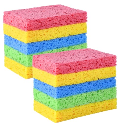 YoleShy Sponge Kitchen Natural Cellulose Sponges 10 Pack Compressed Sponges for Cleaning Reusable Dish Sponge Kitchen Non-Scratch DIY