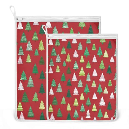 Mesh Laundry Bags Lingerie Bags for Washing Delicates 2 PCS Durable Wash Bag with Zipper Small and Medium Washable Christmas Trees White Green - color: Christmas Trees White Green