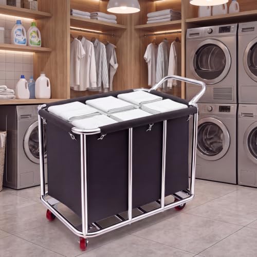 DaisyInner 12 Bushel 420L Laundry Cart 400lb Capacity Stainless Steel