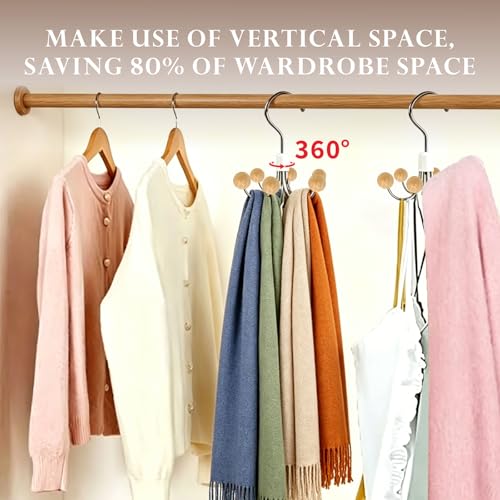 2Pack Sweatshirt Hangers with 6 Cedar Balls, Purse Hanger Scarf Hanger Wood - color: Wood Colour, size: 2 Pack