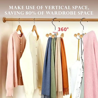 2Pack Sweatshirt Hangers with 6 Cedar Balls, Purse Hanger Scarf Hanger Wood - color: Wood Colour, size: 2 Pack