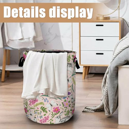 Bunny Rabbit Laundry Basket, Foldable Rabbit Flower Laundry Hamper Tote Bag Dirty Clothes Storage Bucket Organizer for Bathroom/Laundry/Bedroom 15.7"x19.6" - color: Cute Rabbit