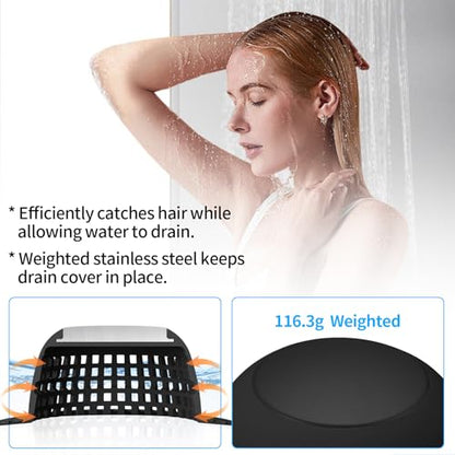 Aluvor Shower Drain Hair Catcher Bathtub Drain Cover Sink Drain Protector - color: All Black