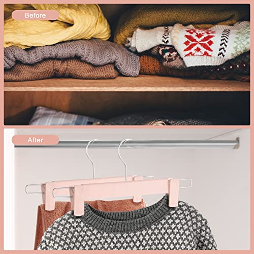 20 Pack Pants Hangers with Adjustable Non-Slip Clips Anti-Rust Hanging Hook for Trouser,Skirts,Jeans,Clothes Hangers Pink - color: Pink, size: 20 Pack