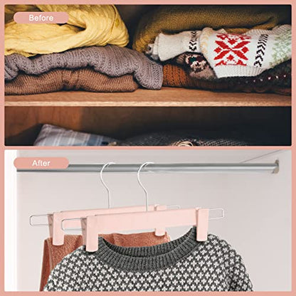 20 Pack Pants Hangers with Adjustable Non-Slip Clips Anti-Rust Hanging Hook for Trouser,Skirts,Jeans,Clothes Hangers Pink - color: Pink, size: 20 Pack
