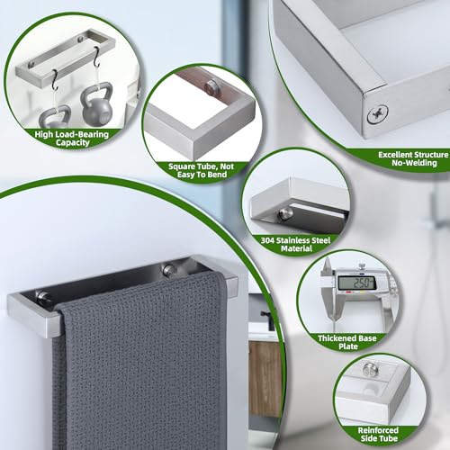Alise Hand Towel Holder Towel Bar for Bathroom Wall Mounted 8 Inch,Brushed - color: Brushed, size: 8-Inch