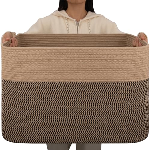 OIAHOMY 108L Extra Large Blanket Basket Dog Toy Basket Yellow - color: Yellow