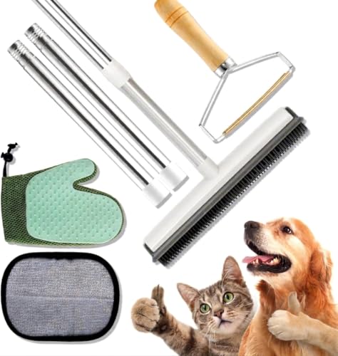 Pet Hair Carpet rake for Dog & Cat Hair, 4-in-1 Pet Hair Remover Tool Kit