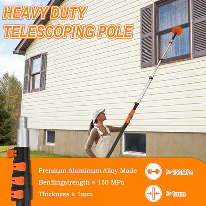 SISUPASSIE Telescoping Extension Pole, Reach to 26FT Telescoping Pole Multi-Purpose 5-20FT Lightweight, Sturdy with Universal Twist-on Metal Tip Extendable for Dusting Painting Window Cleaning - size: 20FT