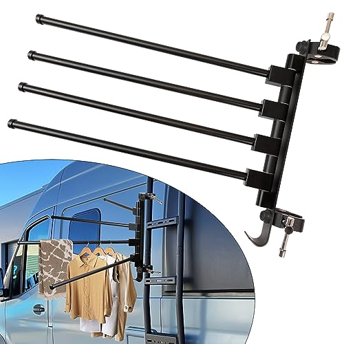 RV Clothes Drying Rack,Aluminum No-Drill 4Arms 304 Steel for RV/Boat/Camper - size: 12 in without Clips
