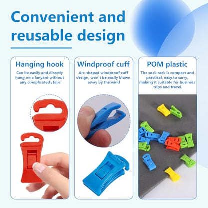 24Pcs Washing Machine & Dryer Sock Clips, Non-Slip Clips with Hooks, Laundry Holders & Organizers for Storage