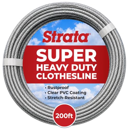 Strata 150 ft Outdoor Clothesline, Super Heavy-Duty Galvanized Steel Cable - color: Super Heavy Duty, size: 150 feet
