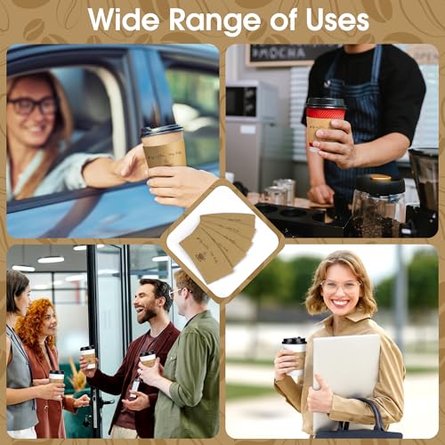 Kochorie 200 Pack Coffee Cup Sleeves Disposable Kraft Paper Coffee Sleeves Corrugated Cup Sleeves Holder Funny Printed Heat Insulation Covers Fits 10-20 oz To-Go Cups for Hot Cold Beverage