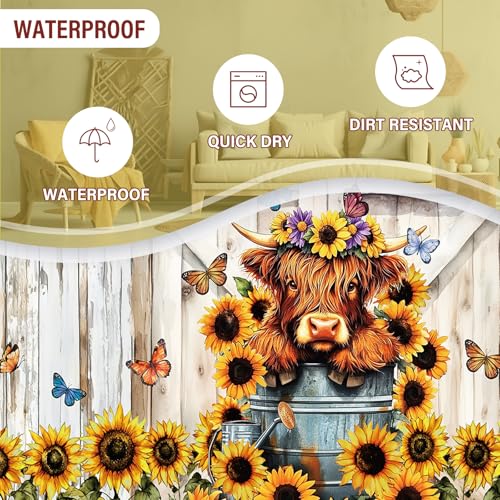 Highland Cow Laundry Basket-13.8x17.7in Sunflower Oxford Laundry Hamper - color: Sunflower Highland Cattle