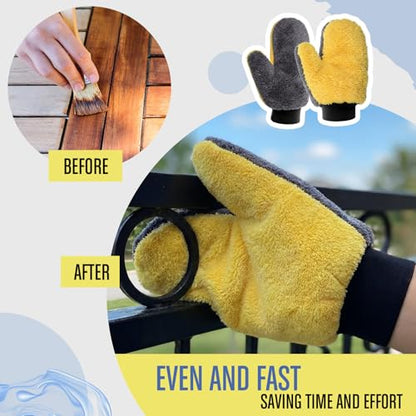 Paint Mitt Stain Mitts Reusable Microfiber - color: Gray,yellow