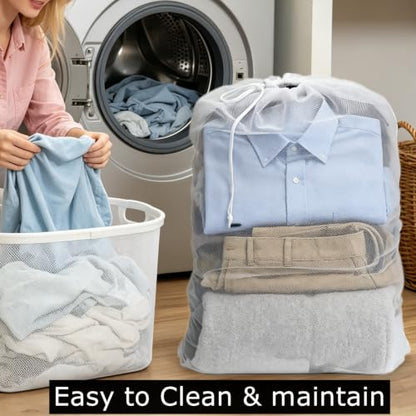 8 Pack Laundry Bags Mesh Bag with Drawstring Closure, 24"x36" Heavy Duty Extra Large Laundry Bags for Travel, Storage, College Dorm, Apartment, Machine Washable