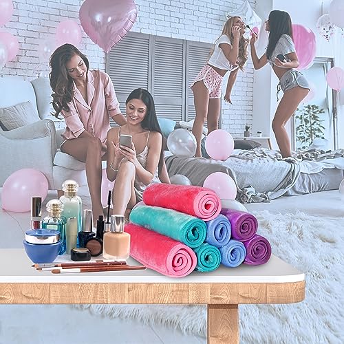 Nugilla Makeup Remover Cloths, 16 Packs Makeup Remover Towels Reusable Face Wash Cloth, Soft Microfiber Face Cloth for Women - color: Pink/Blue/Green/Purple, size: 1 Count (Pack of 16)