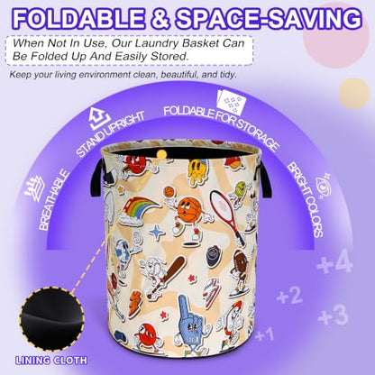 Balls Game Laundry Basket Foldable Oxford Cloth Hamper 18.9 x 16.5 Inch - color: Ball Game