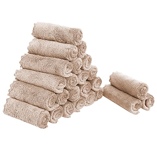 Sunny zzzZZ 24 Pack Kitchen Dishcloths - Does Not Shed Fluff - Reusable Dish Towels, Dish Cloths, Super Absorbent Coral Fleece Cleaning Cloths, Nonstick Oil Washable Fast Drying, 10 x 10 Inch (Brown) - color: Brown, size: 10 x 10 Inch